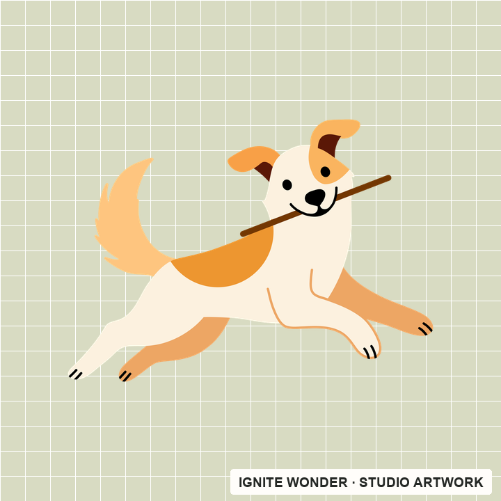 Original Ignite Wonder jumping-dog illustration